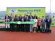 (6th from right) Mr Tetsuro Homma, President of Panasonic Corporation Appliances Company, Mr & Mrs David Mong (5th & 4th from right) and Ms Cynthia Mong (3rd from right) presented the trophies to the winning owner, the trainer and the jockey respectively.